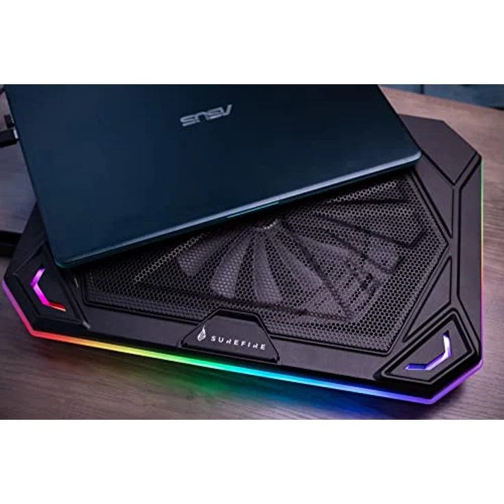 SureFire Bora X1 Gaming Laptop Cooling Pad, Laptop-Kühler für Laptops bis 17 Zoll, regulierbare Fan Geschwindigkeit, mehr Leistung, RGB-Beleuchtung – Bild 4