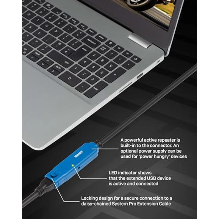 Lindy 20m USB 3.0 Aktivverlängerung Pro, Hochleistungs USB Kabel für Datentransferraten bis zu 5 Gbit/s, geeignet für Verlängerungen bis 40m – Bild 5