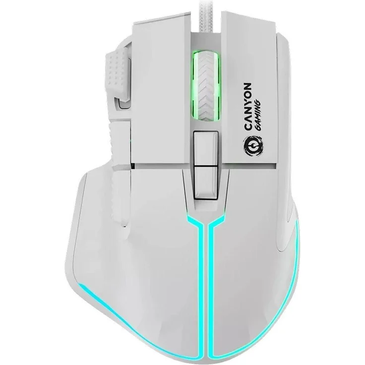Canyon Fortnax GM-636, Gaming Maus mit 20.000 DPI, 9 programmierbaren Tasten, RGB-Beleuchtung, kabelgebunden, Weiss