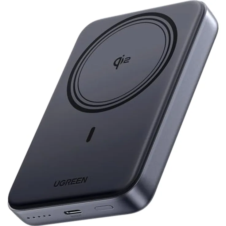 UGREEN Nexode Wireless Powerbank 10000mAh magnetische Power Bank mit Qi2-zertifiziert, 15W kabellose & 30W USB-C-Kabel Schnellladung Magsafe kompatibel mit iPhone 16 Pro Max/16 Pro/16/15/14, Schwarz