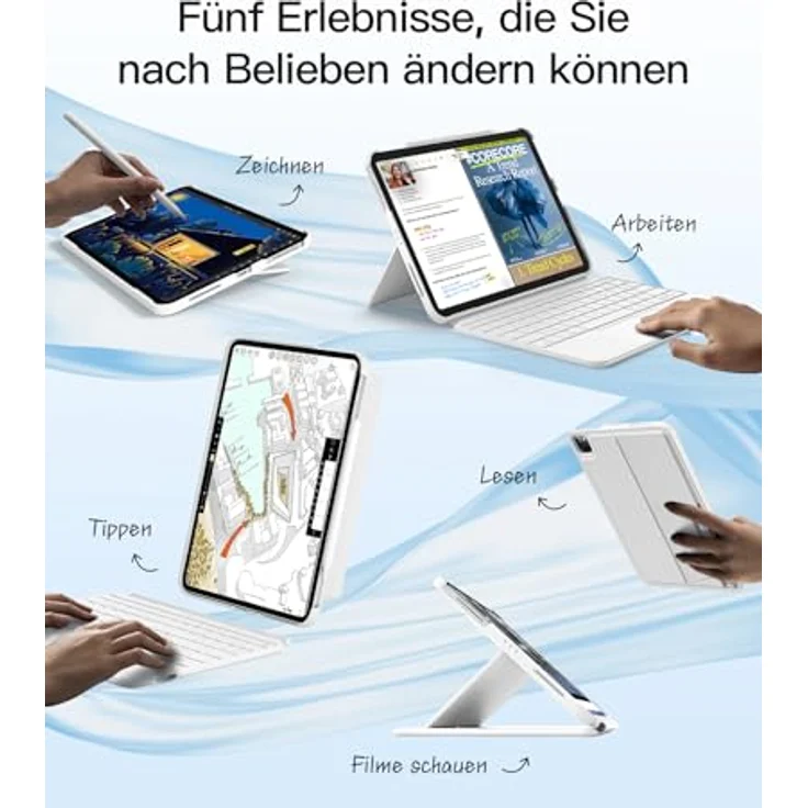 Inateck Hülle mit Tastatur, Ultraleichte Tastatur für iPad 10 Generation, iPad Air 6 11 Zoll 2024, iPad Air 5/4 10.9 Zoll, iPad Pro 11 4/3/2/1 Gen, Abnehmbar, mit Touchpad, QWERTZ, KB04122 - Ultraleicht & Schlank, Magnetisches Design, Kompatibel mit iPad Air 6 11 Zoll 2024, QWERTZ Layout – Bild 4
