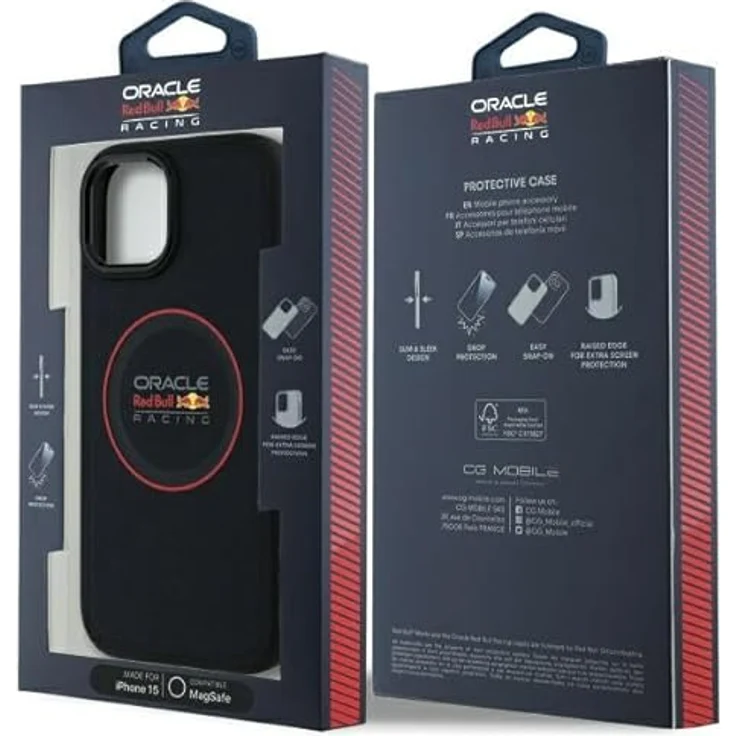 Red Bull RBHMP15S24PUILVR iPhone 15 6.1" Hardcase aus ökologischen Leder, navy mit rotem Ring, MagSafe kompatibel, Smartphone Hülle – Bild 8