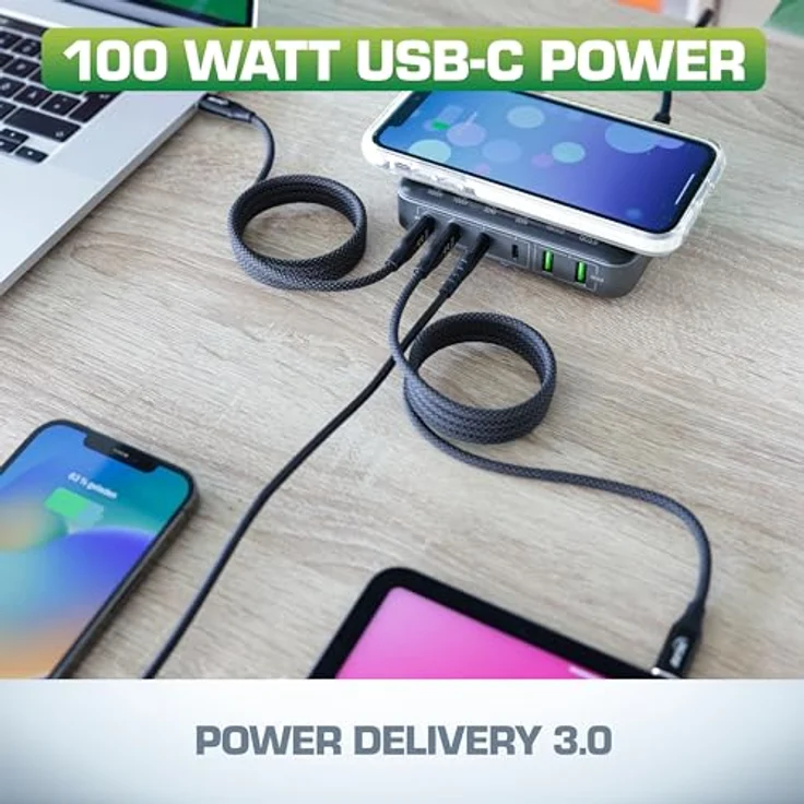 InLine® Qi Powerstation Multiport, 6-Port Netzteil & Ladegerät mit 100W, Wireless Charging, Schwarz – Bild 5