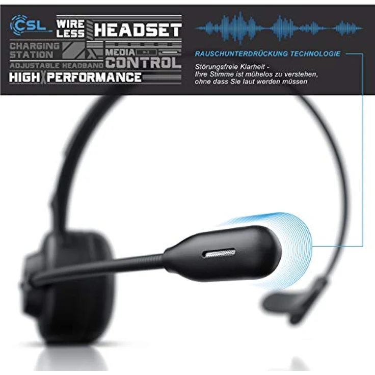 CSL kabelloses Headset mit Ladestation, schwarz – Bild 5