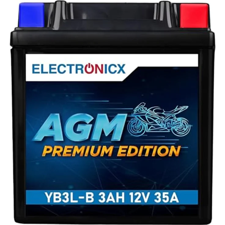 Electronicx AGM-YB3L-B AGM Motorradbatterie 3Ah 12V - Wartungsfrei, auslaufsicher und rüttelfest für Motorrad, Roller und Quad – Bild 1