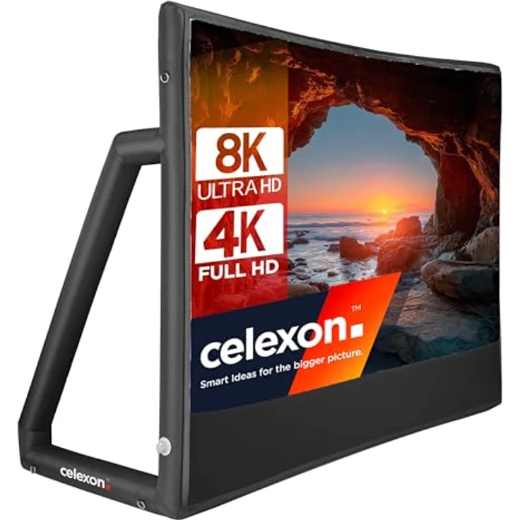 celexon aufblasbare Outdoor-Leinwand Economy INF 120", 266 x 149 cm, 16:9, für Public Viewing & 4K/8K Beamer-Projektionen, inkl. Luftpumpe & Transporttasche, matt weiß – Bild 1