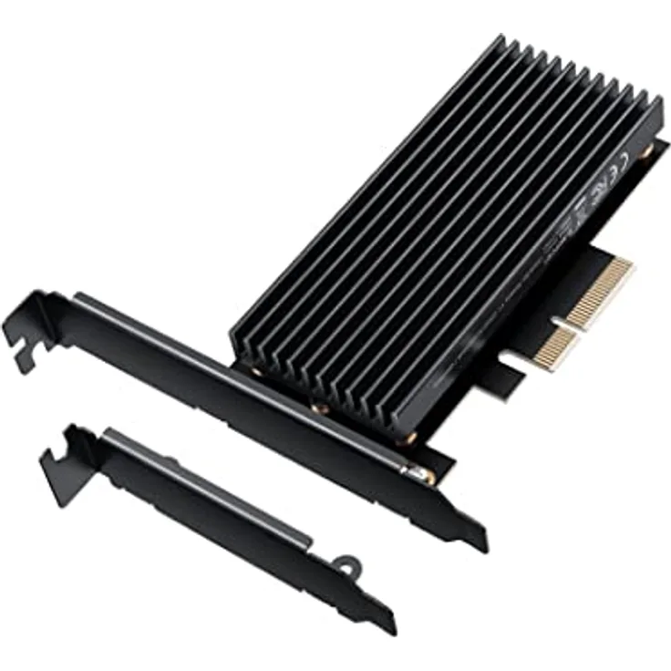 GRAUGEAR | M.2 PCIe 4.0 Karte | für M.2 NVMe SSD | M-Key | 4X Silikon Wärmeleitpads | Großer Aluminium Kühlkörper | 2280, 2260, 2242, 2230 | High + Low-Profile Slotblech | G-M2PCI01