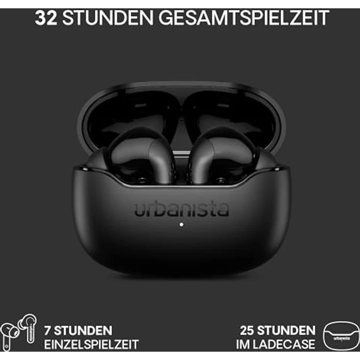 Urbanista Palermo, True Wireless Stereo Kopfhörer mit aktiver Geräuschunterdrückung, spritzwassergeschützt, bis zu 32 Stunden Akkulaufzeit, Schwarz – Bild 6