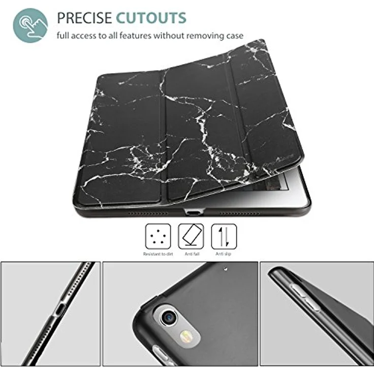 ProCase Hülle für iPad Air 3 (10,5 Zoll) und iPad Pro 10.5, transluzente Schutzhülle mit Auto Schlafen/Wachen Funktion - Marmor Schwarz – Bild 2