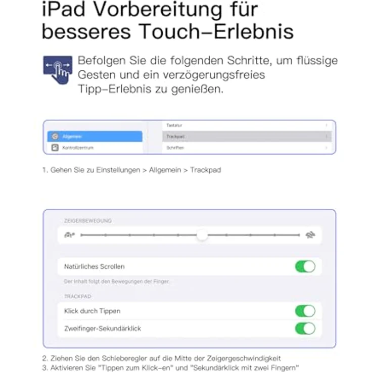 Inateck Ultraleichte Tastatur KB04122 für iPad 10/11 Gen A16 (2025), iPad Air 11" M3/M2 (2025/2024), abnehmbar mit Touchpad, nur 450g leicht, komfortables Tippen, magnetisches Design, schwarz – Bild 8
