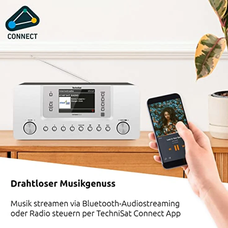 TechniSat DIGITRADIO 574 IR – Stereo-Internetradio (DAB+, FM, WLAN, Bluetooth-Audiostreaming, 4 Zoll Farbdisplay, USB, AUX in, Kopfhöreranschluss, Wecker, 10 Watt, App-/Fernbedienung) Silber – Bild 3