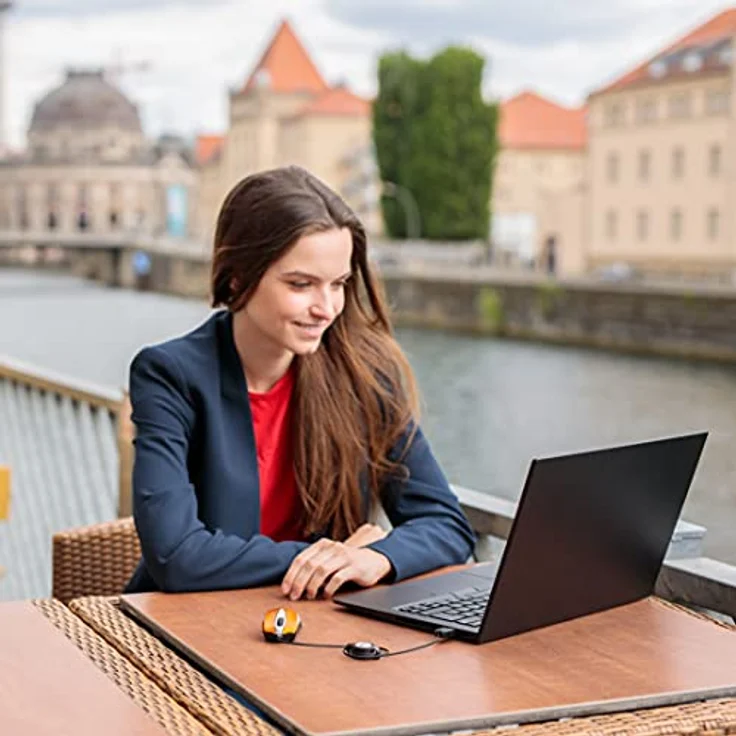 Verbatim Go-Mini optische Travel-Maus, kleine Computermaus mit einziehbarem Kabel, USB-A, USB-Maus mini mit 1000 dpi, für Laptop, Notebook, PC & MAC, kompaktes Design, Volcanic Oranget – Bild 5