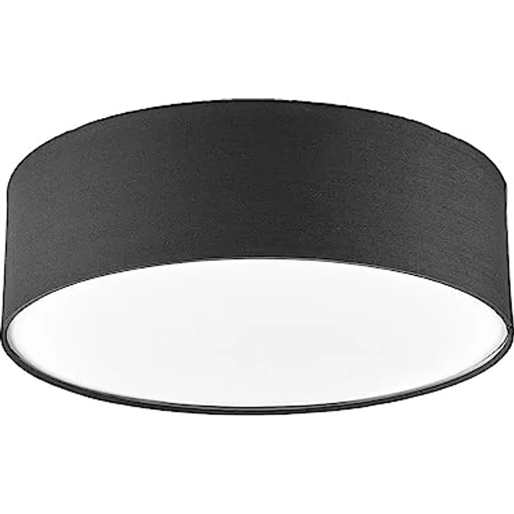 Lindby LED Textil Deckenleuchte rund 40 cm, Deckenlampe Stoff grau, 3xE27 max. 60W, ohne Leuchtmittel - Wohnzimmerleuchte