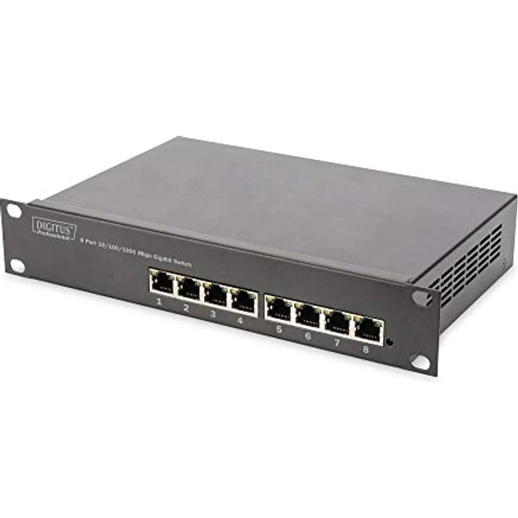 DIGITUS 10-Zoll Set - Netzwerk-Schrank 9HE - Fachboden - Steckdosenleiste - 8-Port Patch-Panel - 8-Port Gigabit-Switch – Bild 6