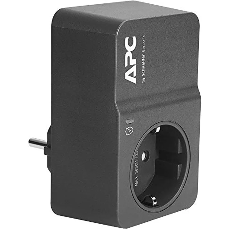 APC Surge Protector - PM1W-GR - Steckdosenadapter mit Überspannungsschutz (1 Stecker Schuko, für PC, TV u.a. - Farbe: schwarz) – Bild 2