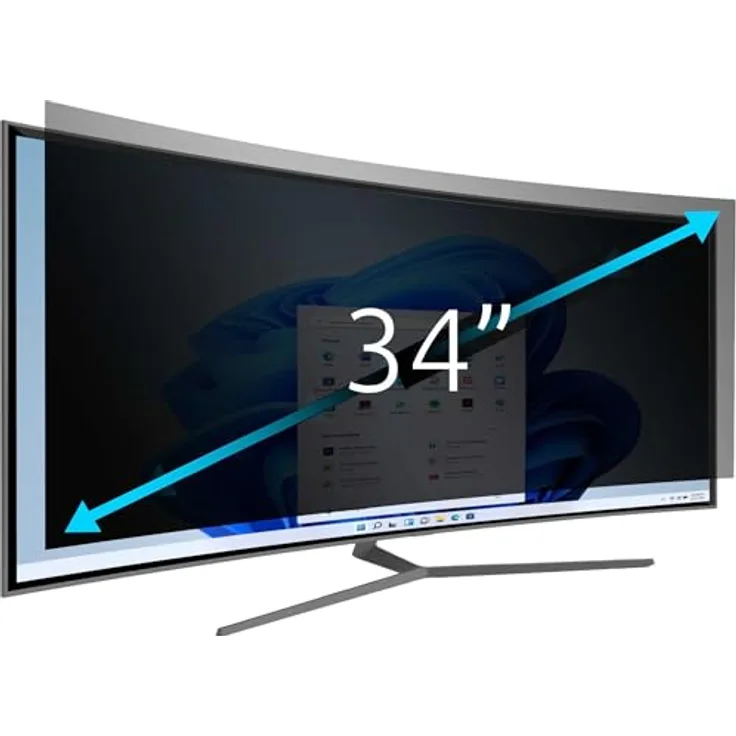 Kensington Blickschutzfilter für Samsung C34H890 Curved Monitor, 34 Zoll, 21:9, DSGVO-konform, Blaulichtfilter und Blendschutz, Anti-Fingerabdruck, Made in Germany
