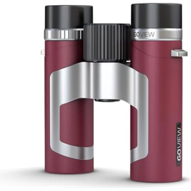 GoView ZOOMR 8x26 kleines, leichtes Fernglas (8-Fach Zoom, Magnesiumgehäuse, inkl. Smartphone-Adapter & Zubehör) Ruby Rot