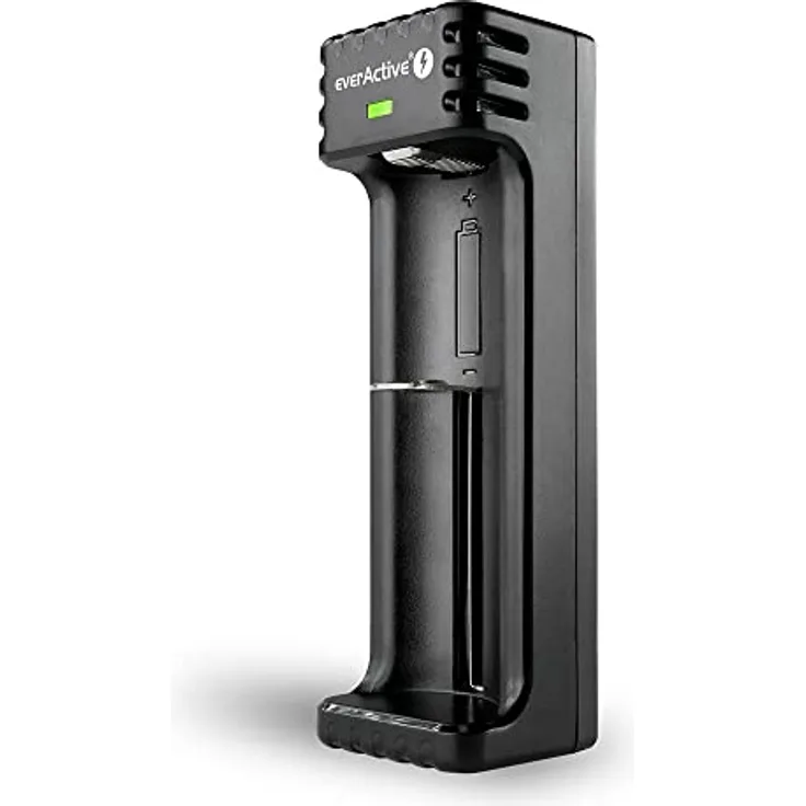 everActive Ladegerät für 1 Stück Li-Ionen-Akkus wie 18650, professionell, schnell, Micro USB, Modell: LC-100, Schwarz