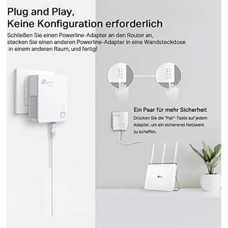 TP-Link TL-PA7017KIT AV1000 Gigabit Powerline Adapter (1x Gigabit Port, Plug und Play, energiesparend, kompatibel zu allen gängigen Powerline Adaptern) weiß – Bild 3