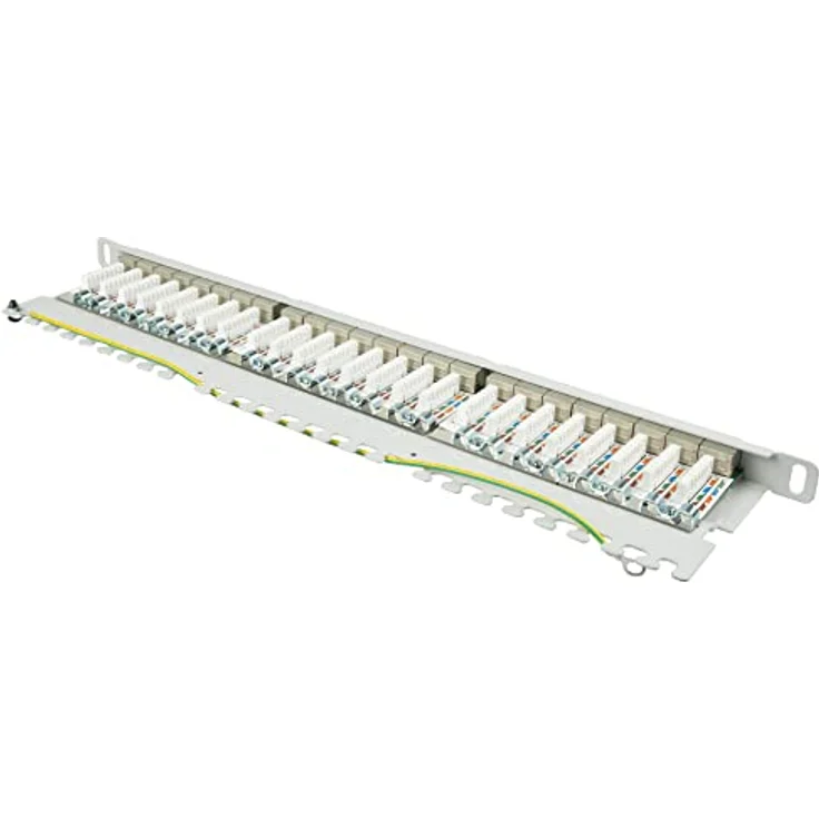 Good Connections® Patchpanel / Patchfeld - 19" - Servermontage / Rackeinbau - Cat. 6A, 500 MHz - 10-GIGABIT-fähig - 24-Port - 0,5 HE - STP geschirmt - werkzeugloses Öffnen - Lichtgrau (RAL7035) – Bild 2