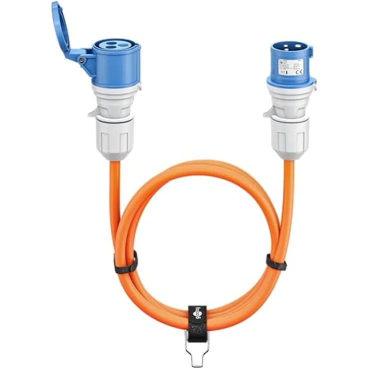 Goobay CEE-Verlängerungskabel, 25 m, CEE-Stecker auf CEE-Kupplung, orange, IP44 spritzwassergeschützt, H07RN-F 3G2,5 – Bild 1