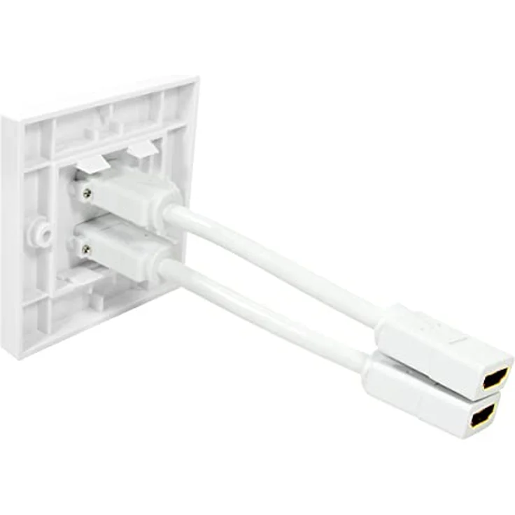 LogiLink AH0015 - 2-fach HDMI-Wansdose (HDMI Highspeed with Ethernet) für Auflösungen bis 4K/30 Hz, inkl. 18cm Adapterkabel, AH-0015, weiß, 2-Port – Bild 4