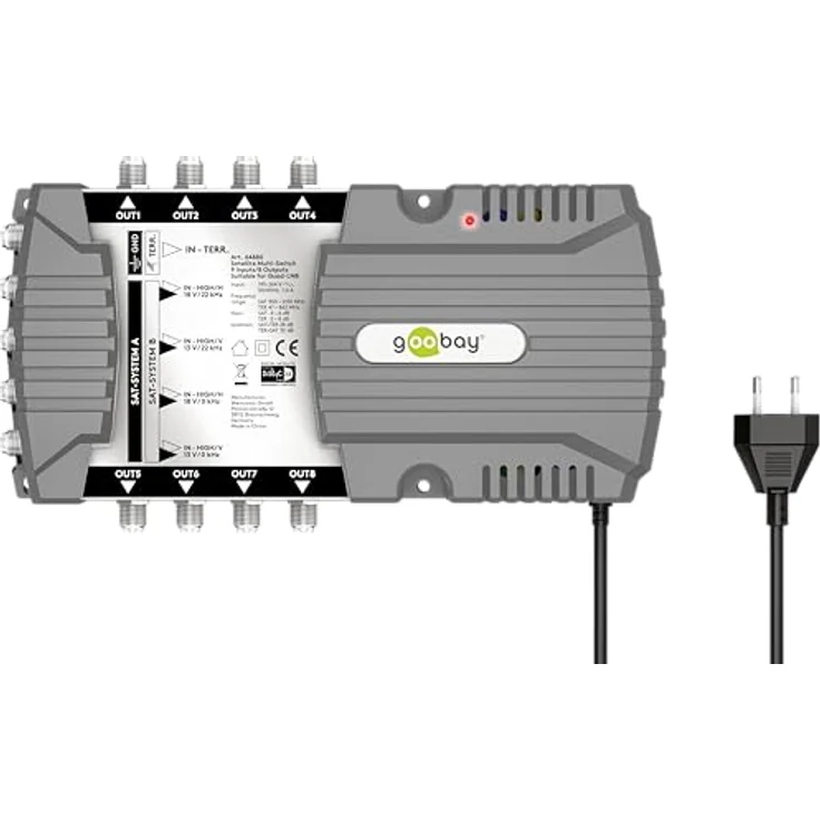 goobay 64880 Sat-Multischalter/Kompakt-Multischalter / 9 Eingänge / 8 Ausgänge / 4K, 8K UHD/DAB+ / für 8 Teilnehmer – Bild 1