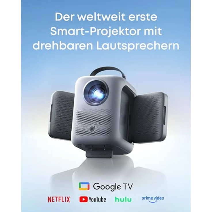 Anker soundcore Nebula P1i Smart Heimkino Beamer, 1080p Full HD, 380 ANSI Lumen, WLAN, Bluetooth, Google TV, Autofokus, Trapezkorrektur, Drehbare Lautsprecher – Bild 2