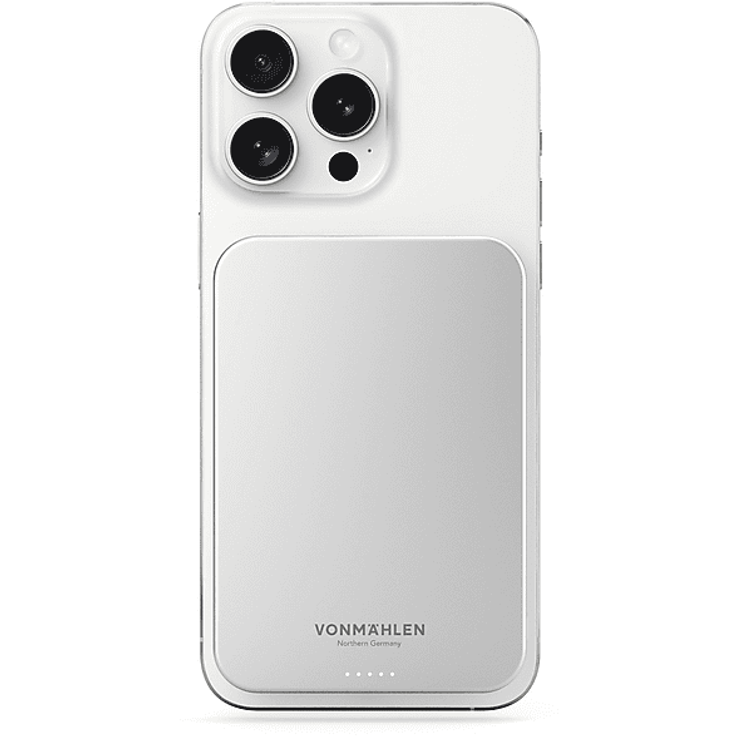 VONMÄHLEN Evergreen Mag, magnetischer Wireless Charger mit 5.000 mAh, Qi2-zertifiziert, Weiß – Bild 1