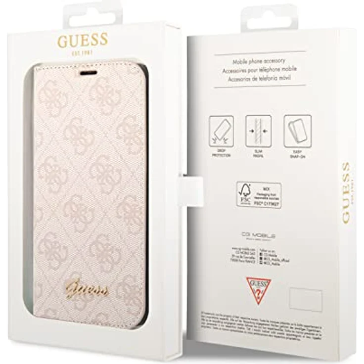 Guess GUBKP14XHG4SHP Hülle für iPhone 14 Pro Max 6,7" rosa/pink Book 4G mit Vintage Gold Logo, hardcase – Bild 4