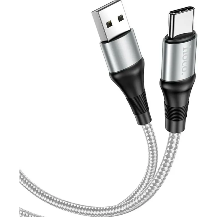 Hoco Excellent X50, USB-A auf USB-C Kabel 1m in Grau, unterstützt 3A Laden und Datenübertragung 480 Mbit/s