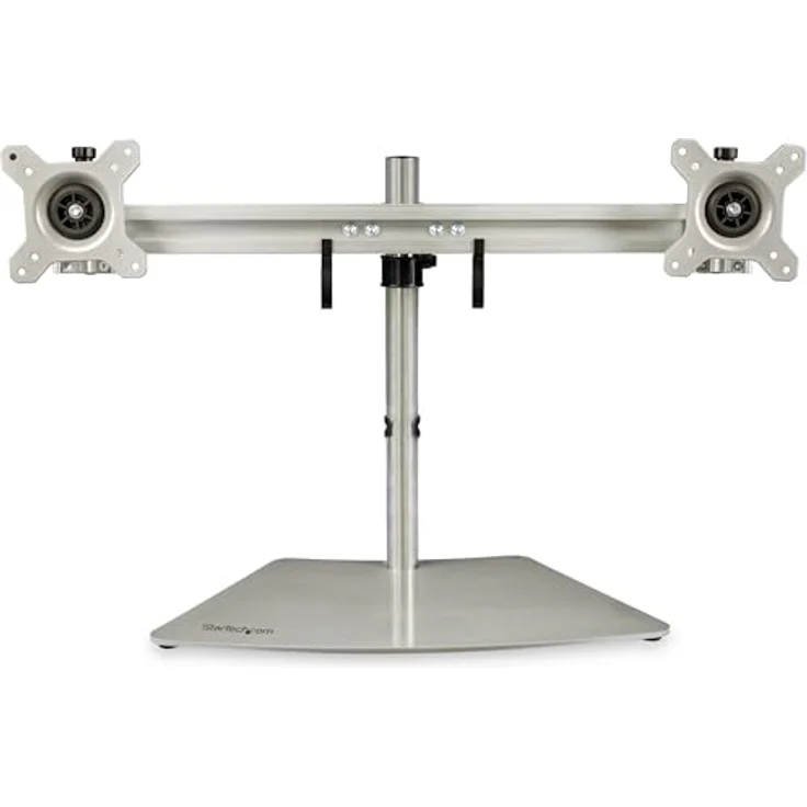 StarTech.com Dual Monitor Stand - Horizontal - für bis zu 24 ZollVESA-Monitore - Silber - Verstellbare Tischhalterung 2 Monitore (ARMDUOSS) – Bild 2