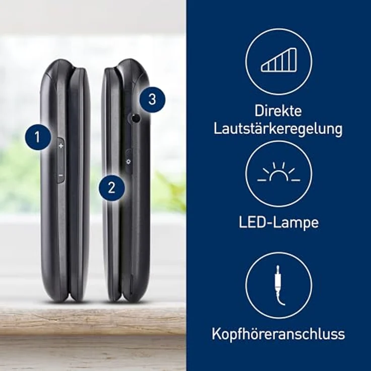 Panasonic KX-TU550EXB 4G Essentials Clamshell Handy für Senioren, 1,2 MP Kamera, Seniorentelefon mit großem 2,8 Zoll Display, 300 Stunden Standby-Zeit, Schwarz – Bild 2