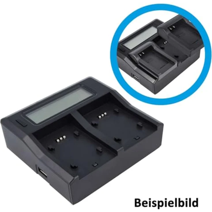 Dual Akku-Ladegerät kompatibel mit Nikon EN-EL12 - mit USB-Anschluss, LCD-Display und Kfz-Ladekabel - Schnellladegerät – Bild 2