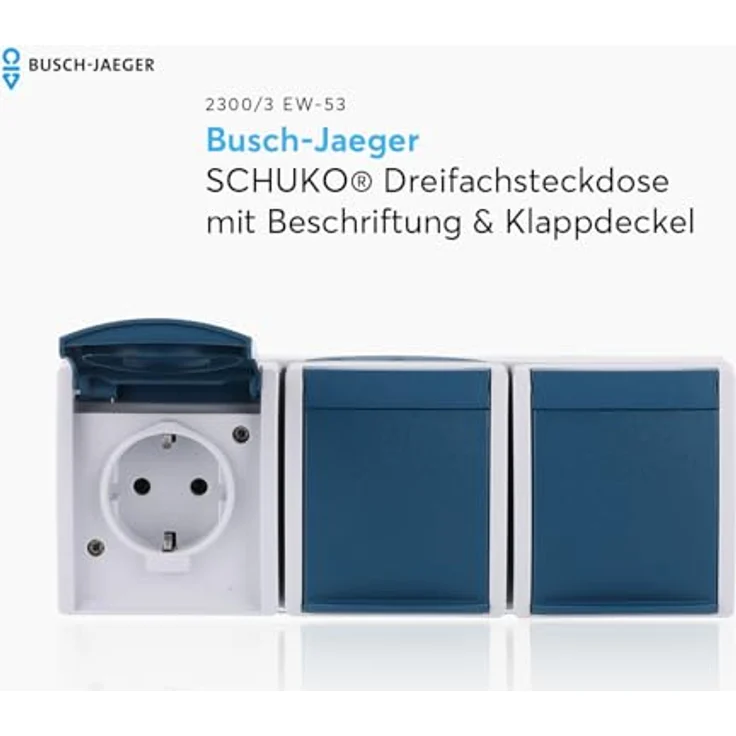 Busch-Jaeger 2300-3EW-53 SCHUKO Steckdose 3fach grau-blaugrün 2300-3 EW-53 – Bild 2