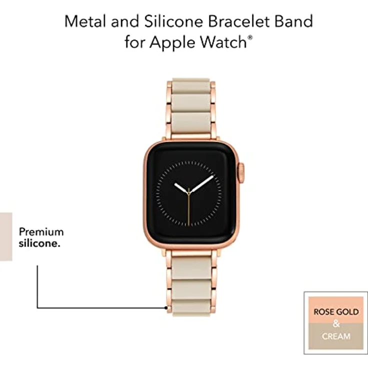 Anne Klein Rubberized Fashion Bracelet für Apple Watch, verstellbar und sicher, Ersatzband für Apple Watch 38/40/41mm in Beige – Bild 4