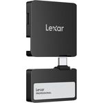 Lexar Professional Go Portable SSD mit HUB 2TB, ultrakompakt, Apple ProRes, bis zu 1050MB/s Lesen, USB 3.2 Gen 2, IP65, Schwarz