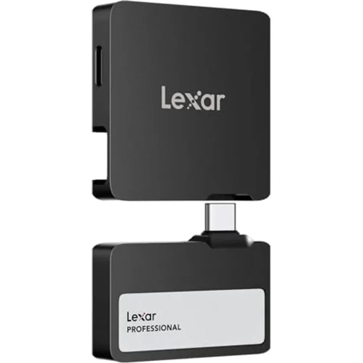 Lexar Professional Go Portable SSD mit HUB 2TB, ultrakompakt, Apple ProRes, bis zu 1050MB/s Lesen, USB 3.2 Gen 2, IP65, Schwarz