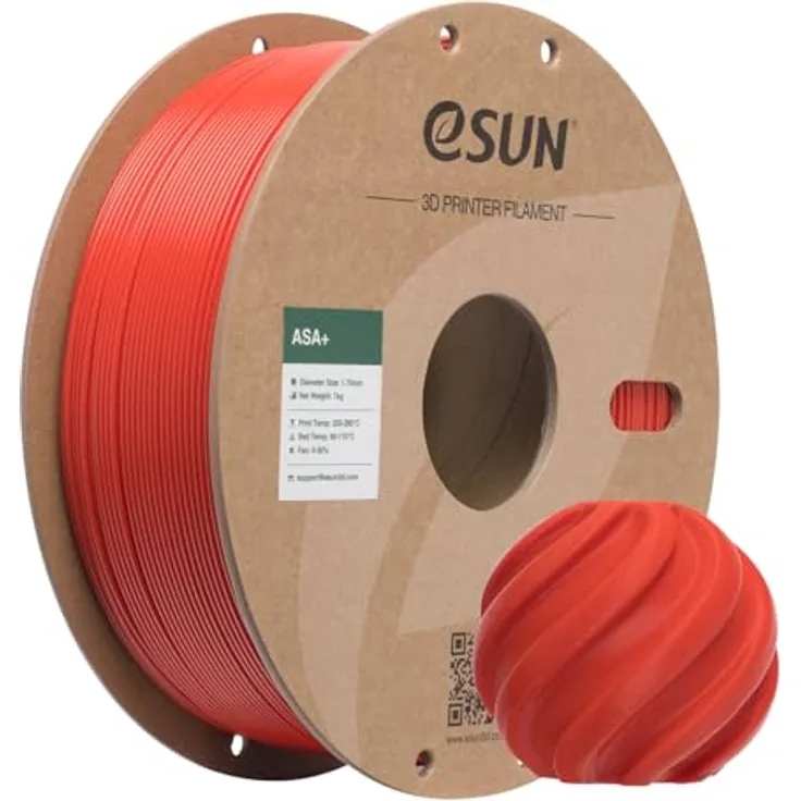 eSUN ASA+ 1,75mm Rot, 3D Filament mit hoher UV- und Witterungsbeständigkeit, 1000g