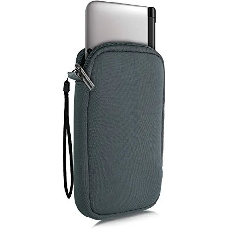 kwmobile Neopren Schutztasche kompatibel mit Nintendo 3DS XL, grau - wasserdicht, leicht und griffig mit Reißverschluss – Bild 5