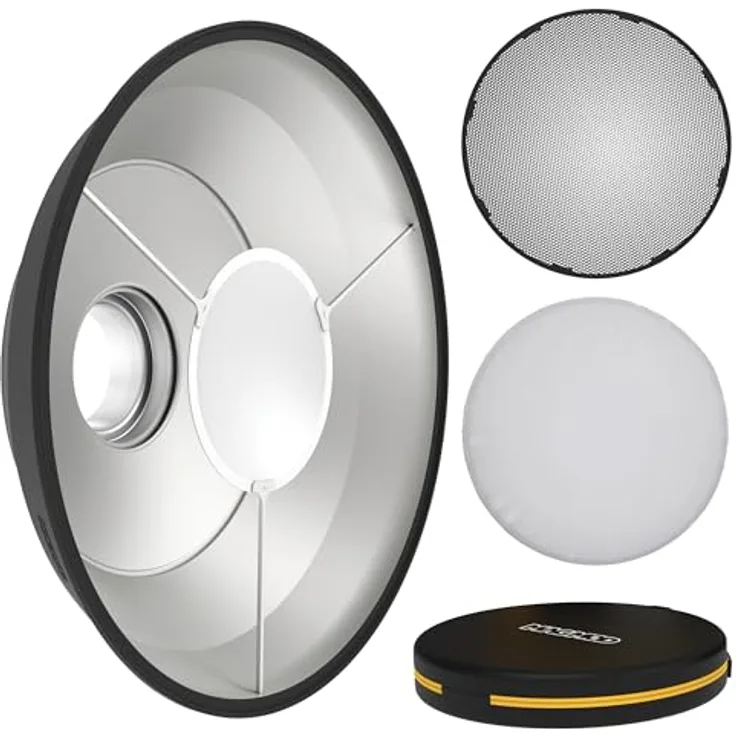 MagMod Beauty Dish XL 20 Pro Kit, 50,8 cm faltbare magnetische Schönheitsplatte für Porträtfotografie, inkl. Bowens Ständer, Gitter und Diffusionssocke