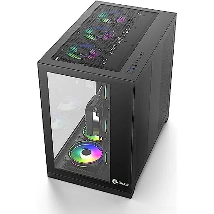 Big Buy Cooking Caja Semitorre ATX Talius Zeus, MicroATX Gaming Gehäuse mit gehärtetem Glas und verbessertem Kabelmanagement, schwarz – Bild 4