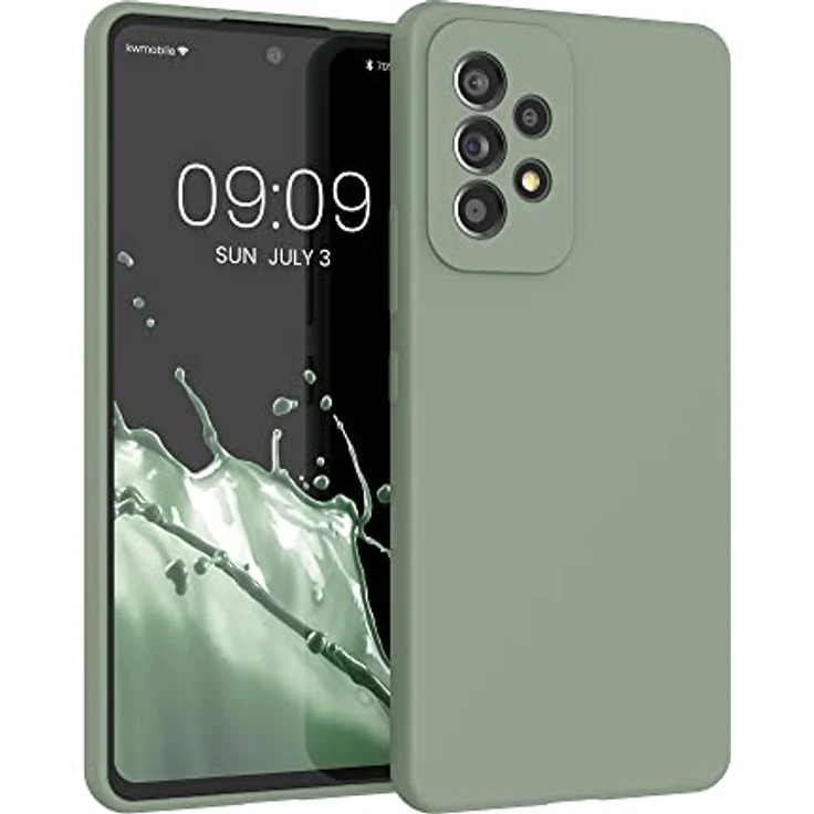 kwmobile Samsung Galaxy A53 5G Silikon Handyhülle - Graugrün, weiche Oberfläche, kabelloses Laden – Bild 1