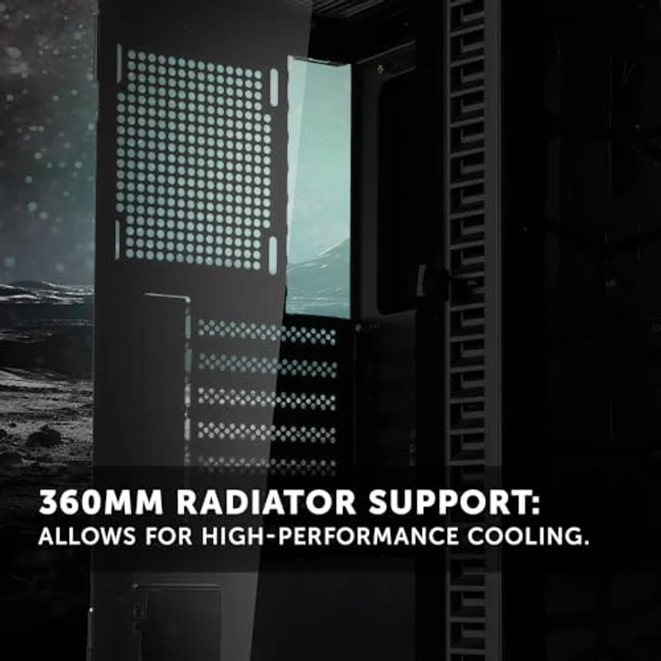 KOLINK Observatory HF Glass Core Midi-Gehäuse, Hervorragende Belüftung, 330 mm GPU-Freiraum, Gehärtete Glasplatten, Schwarz – Bild 4