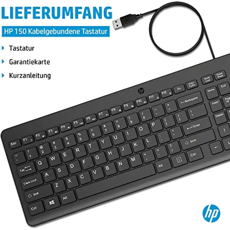 HP 150 Kabelgebundene Tastatur, schwarz – Bild 5