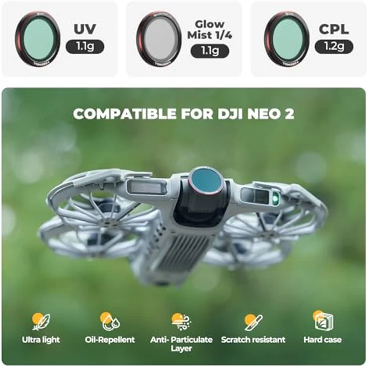 Freewell 3er-Pack Magnetfilter für DJI Neo 2, CPL-Filter zur Blendreduzierung, UV-Filter für Objektivschutz & Black Glow Mist 1/4 für Kinoeffekte – Bild 2