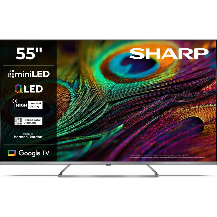 Sharp 55JP7265E, 55 Zoll 4K Ultra HD QLED MiniLED Fernseher mit Google TV, Harman Kardon, Dolby Vision Atmos