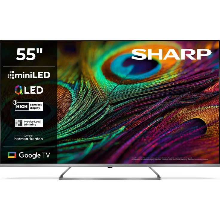 Sharp 55JP7265E, 55 Zoll 4K Ultra HD QLED MiniLED Fernseher mit Google TV, Harman Kardon, Dolby Vision Atmos