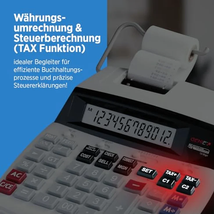 Genie D69 Plus Druckender Tischrechner (Netzteil, 12-stelliger Rechner, rot und schwarz Druck (Tintenroller)) – Bild 7