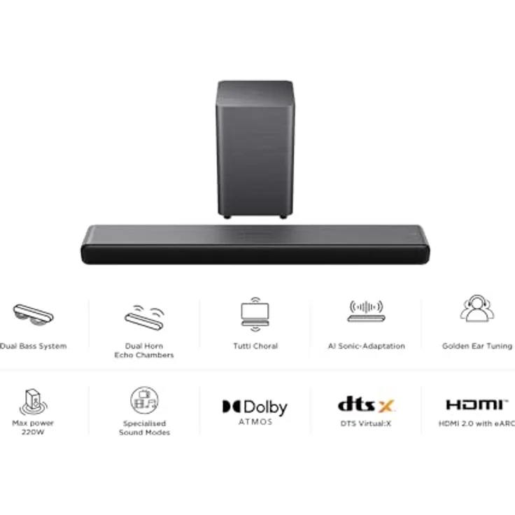 TCL Soundbar S55H, Schwarz, 40 W - Mit hochwertigem Klang und elegantem Design – Bild 2